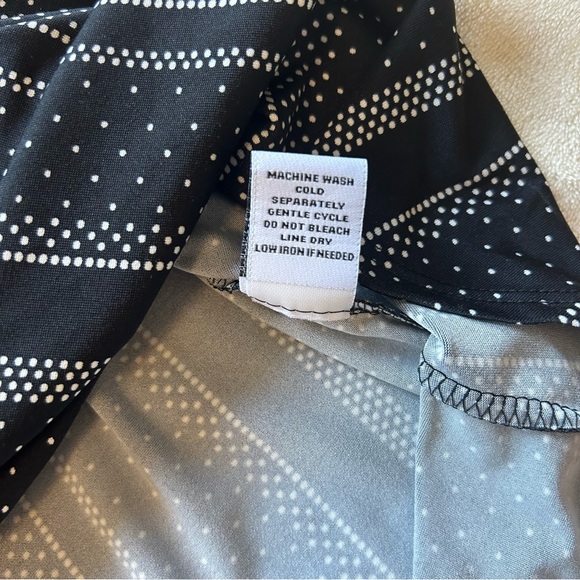 Emma & Michele | Button Down Front Tie Black & White Midi Dress Size L - Picture 12 of 14